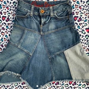 LONDON BRAND PEPE JEANS PATCHWORK SKIRT